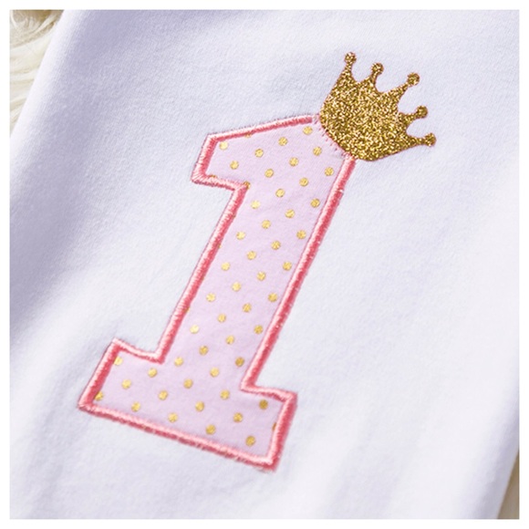 1st Birthday Outfit Onesie Tulle Skirt & Headband - Picture 5 of 8